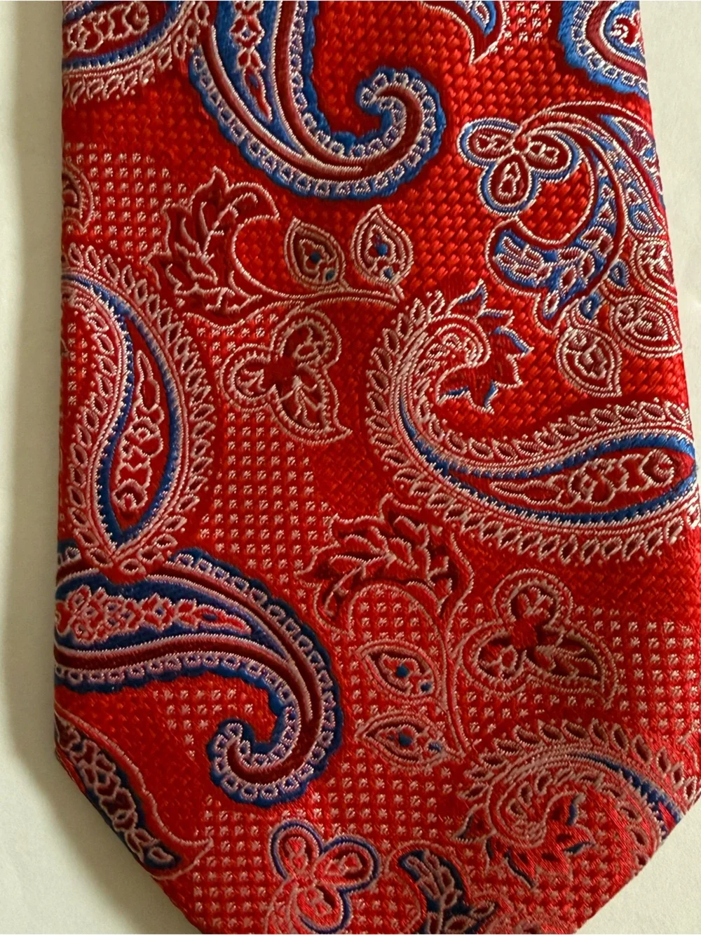 Twenty Dollar Tie Red Paisley Necktie 100% Silk Hand Made